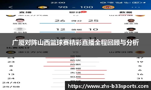 广厦对阵山西篮球赛精彩直播全程回顾与分析